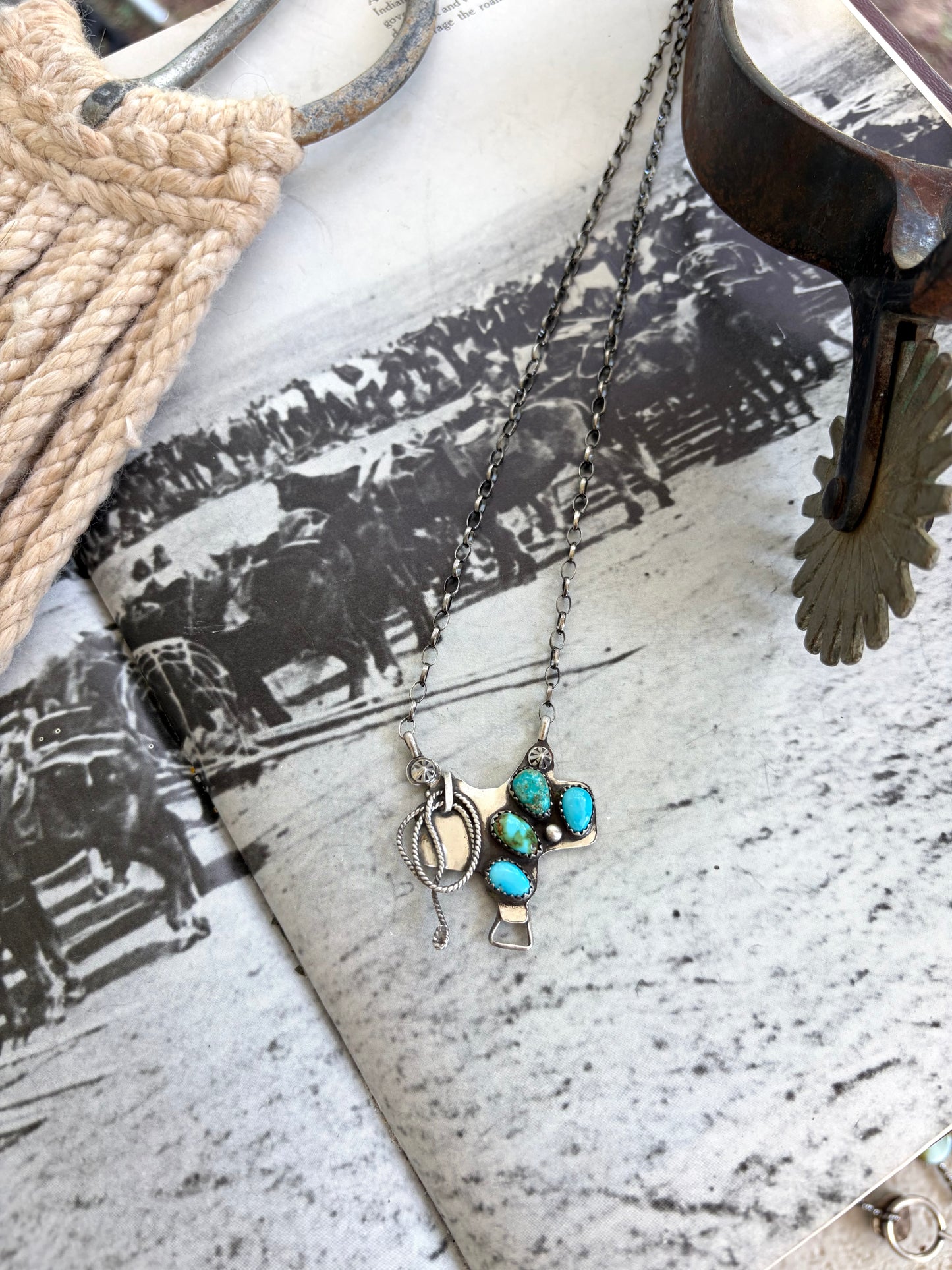 4 Stone Saddle Necklace
