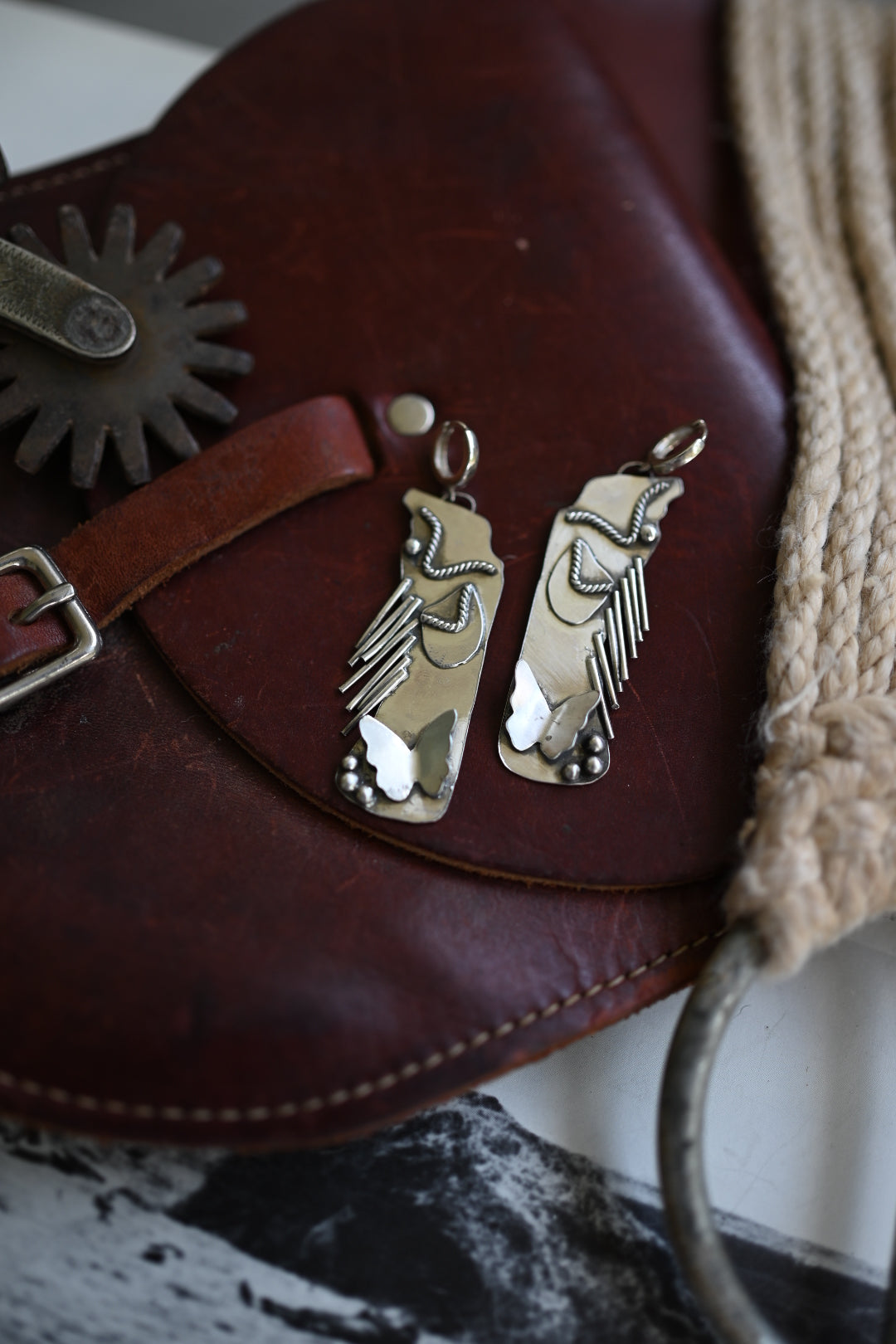 MADE TO ORDER The Cowgirl Butterfly Chap Earrings
