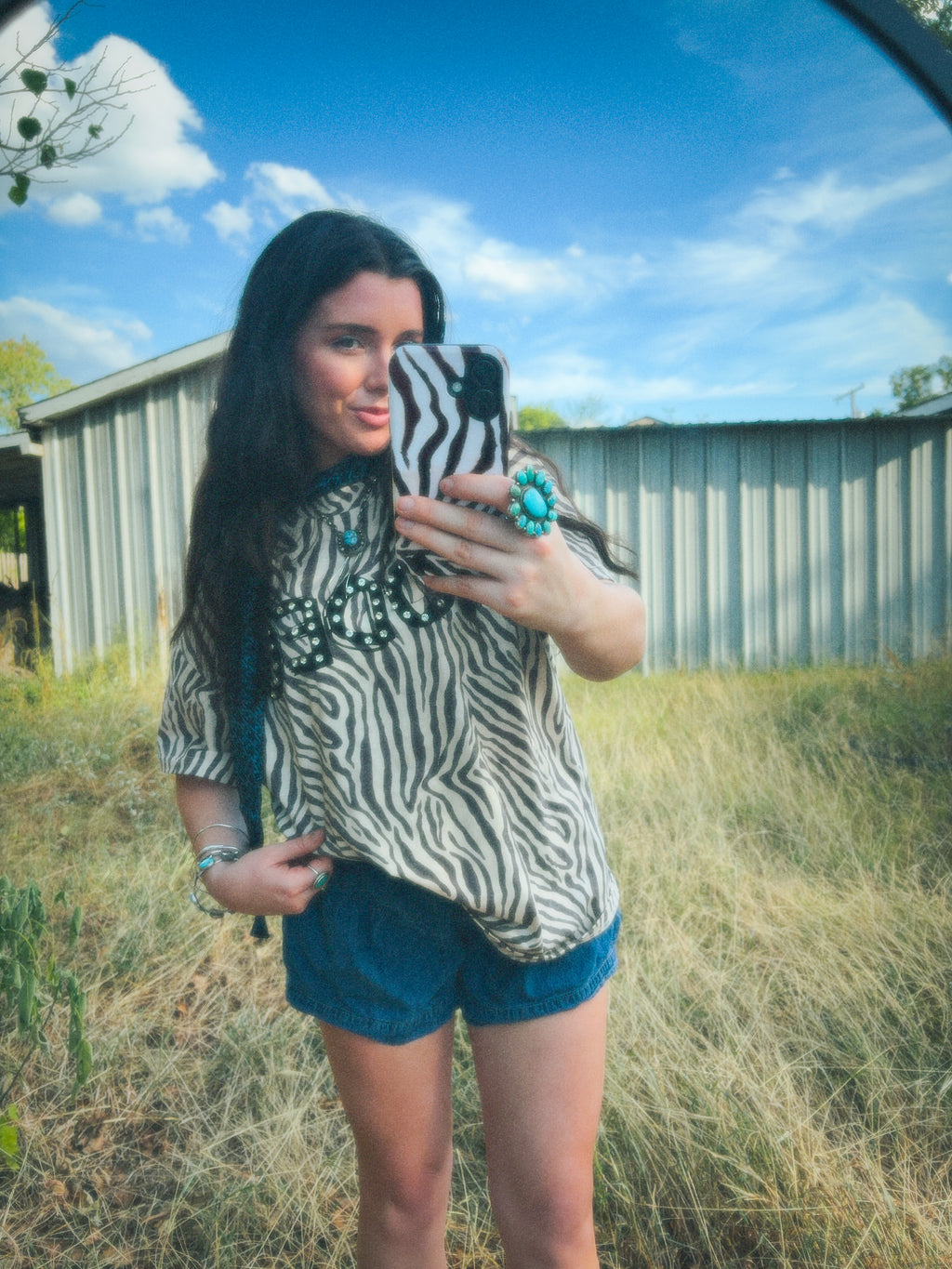 RHINESTONE ZEBRA RODEO TEE
