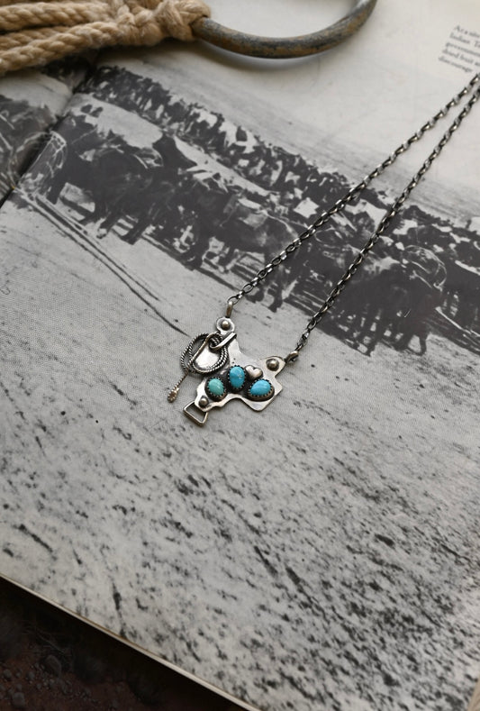 3 Stone heart Saddle Necklace