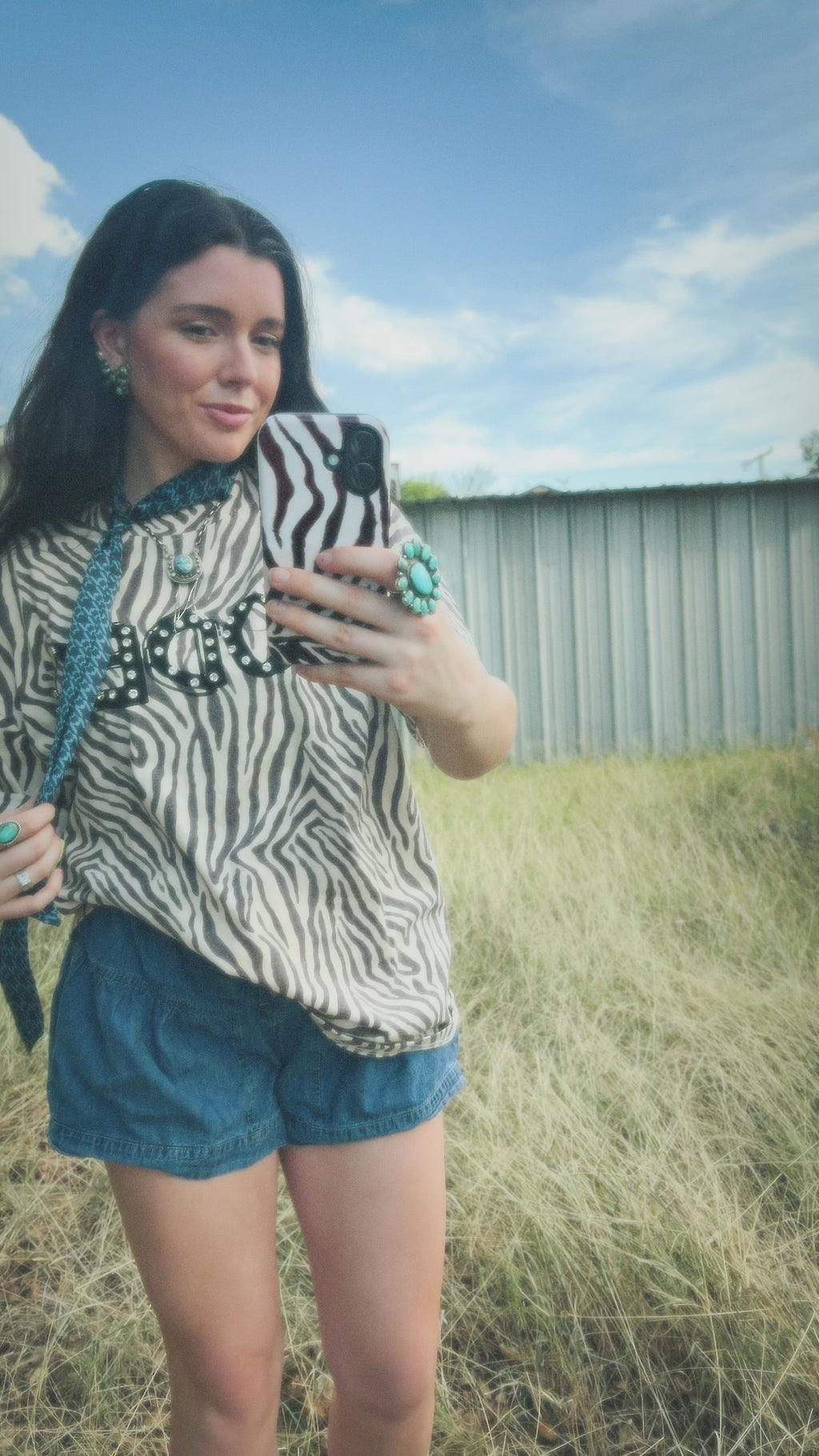 RHINESTONE ZEBRA RODEO TEE